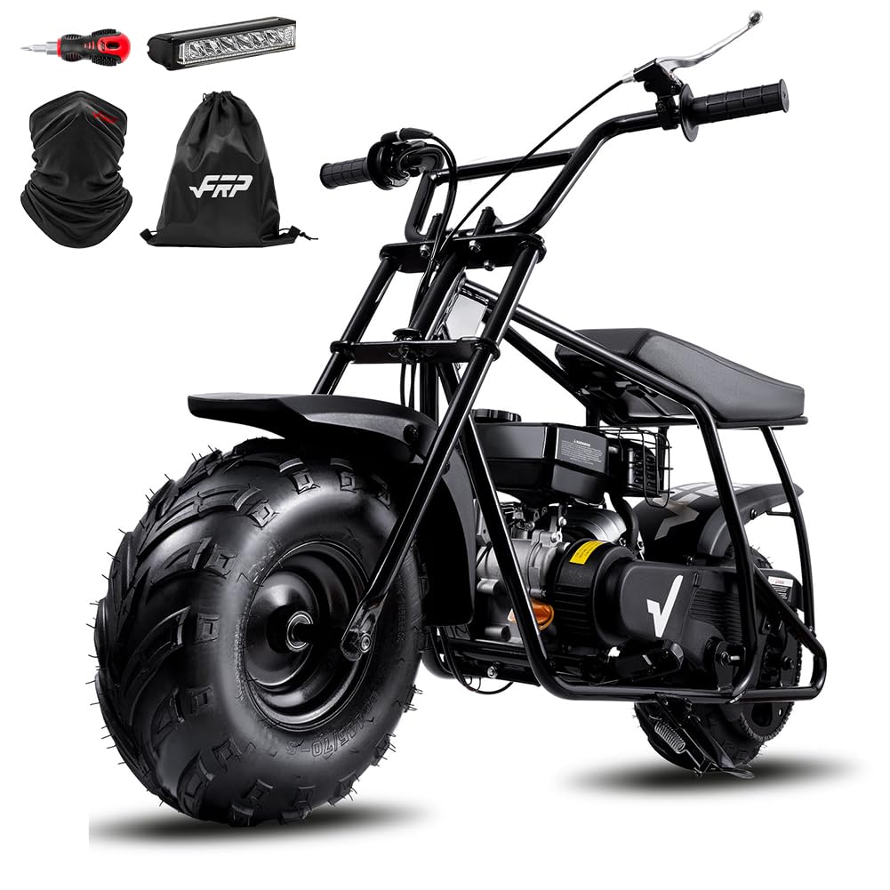 FRP Mini Dirt Bike GMB100, 99 CC Gas Powered Mini Bike 4 Stroke 3HP, Off Road Mini Bikes for Kids and Adult, Trail Bike Up to 28 Mph, Weight Support Up to 220 LBS (Black)