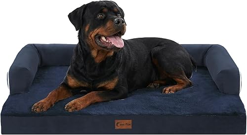 Miniatura 47 de Cama ortopédica para perros extragrandes, cama de espuma XL con forma de caja de huevos impermeable con lados 45x35 pulgadas, cama de sofá para