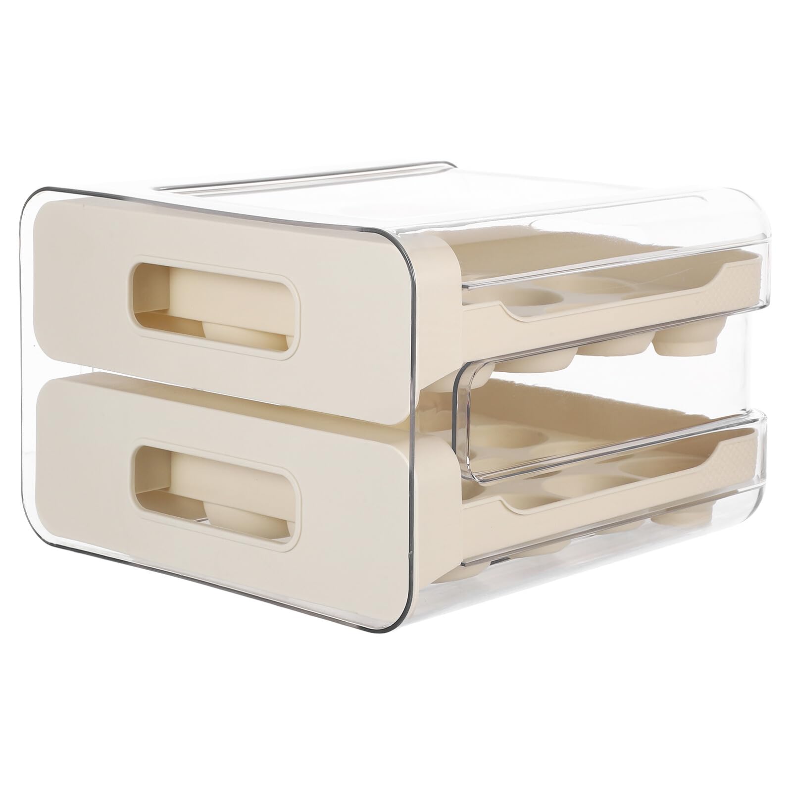 Eieraufbewahrungsbox aus Pet mit 32 Fächern Stapelbarer Eierorganizer für Kühlschrank mit Deckel