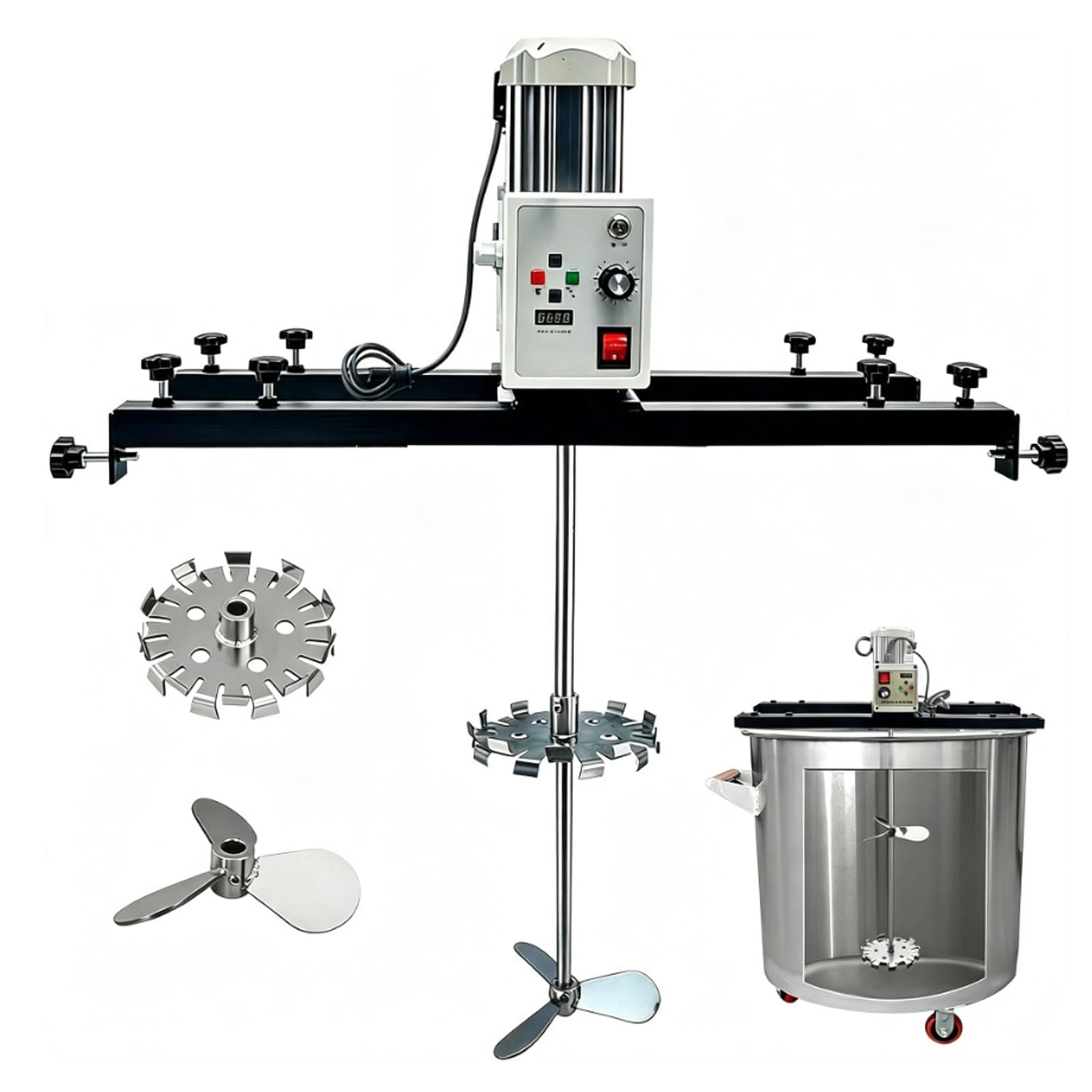 Mezclador Eléctrico Para Contenedores Ibc De 2100 W, Agitador Industrial De Alto Par De 1 Tonelada/1000 Litros Con Control De Velocidad Y Pantalla Digital Para Disolvente De Tinta Y Pintura. D