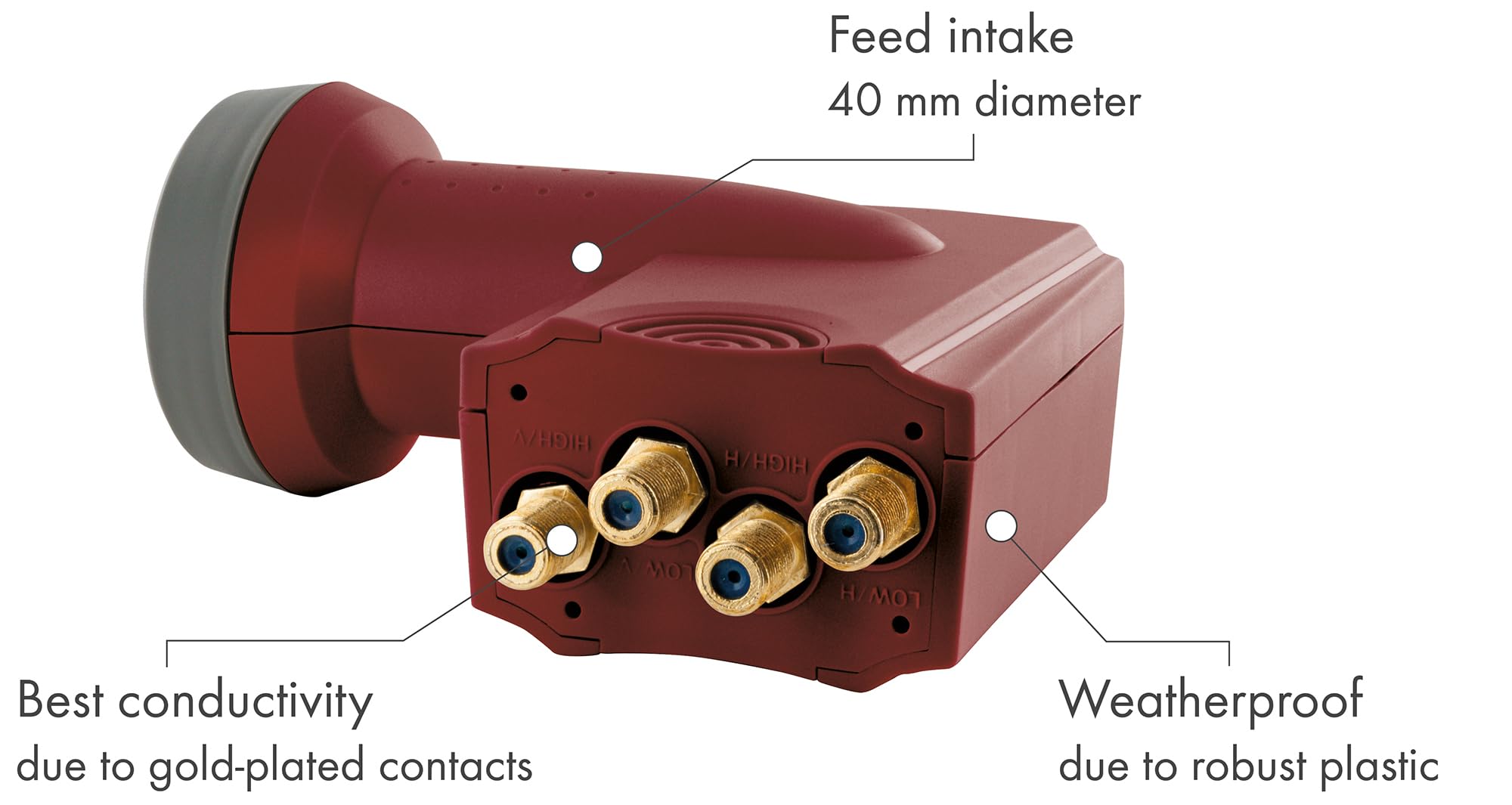 Schwaiger Quattro LNB 40mm Sun Protect Ziegelrot