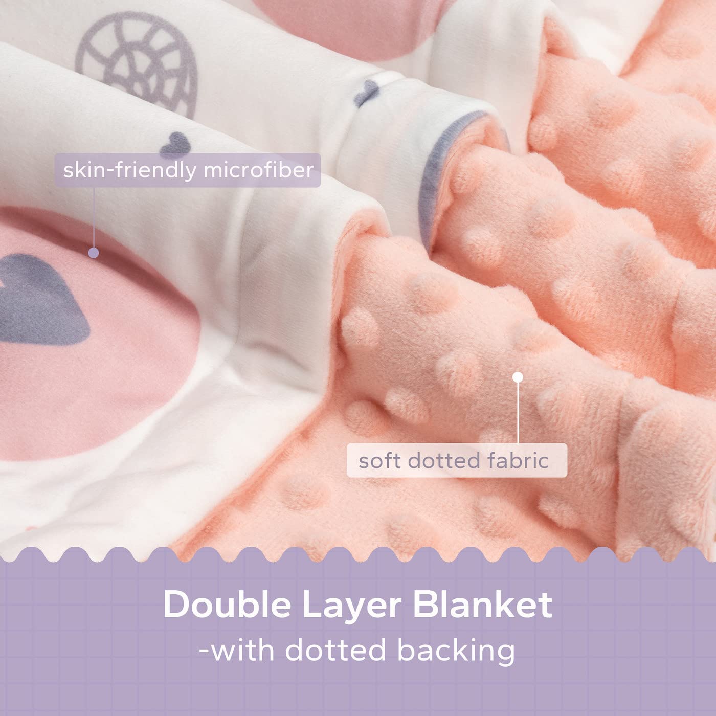 FUNUPUP Coperta per Neonati Cotone, Copertina Neonato 75x100 cm Bifacciale Morbida per Bambino Bambini Bambine
