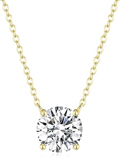 1-4CT Moissanite 4P Pendant Necklace for Women, 1-4CT D Color 925 Sterling Silver Necklace with Certificate of Authenticity