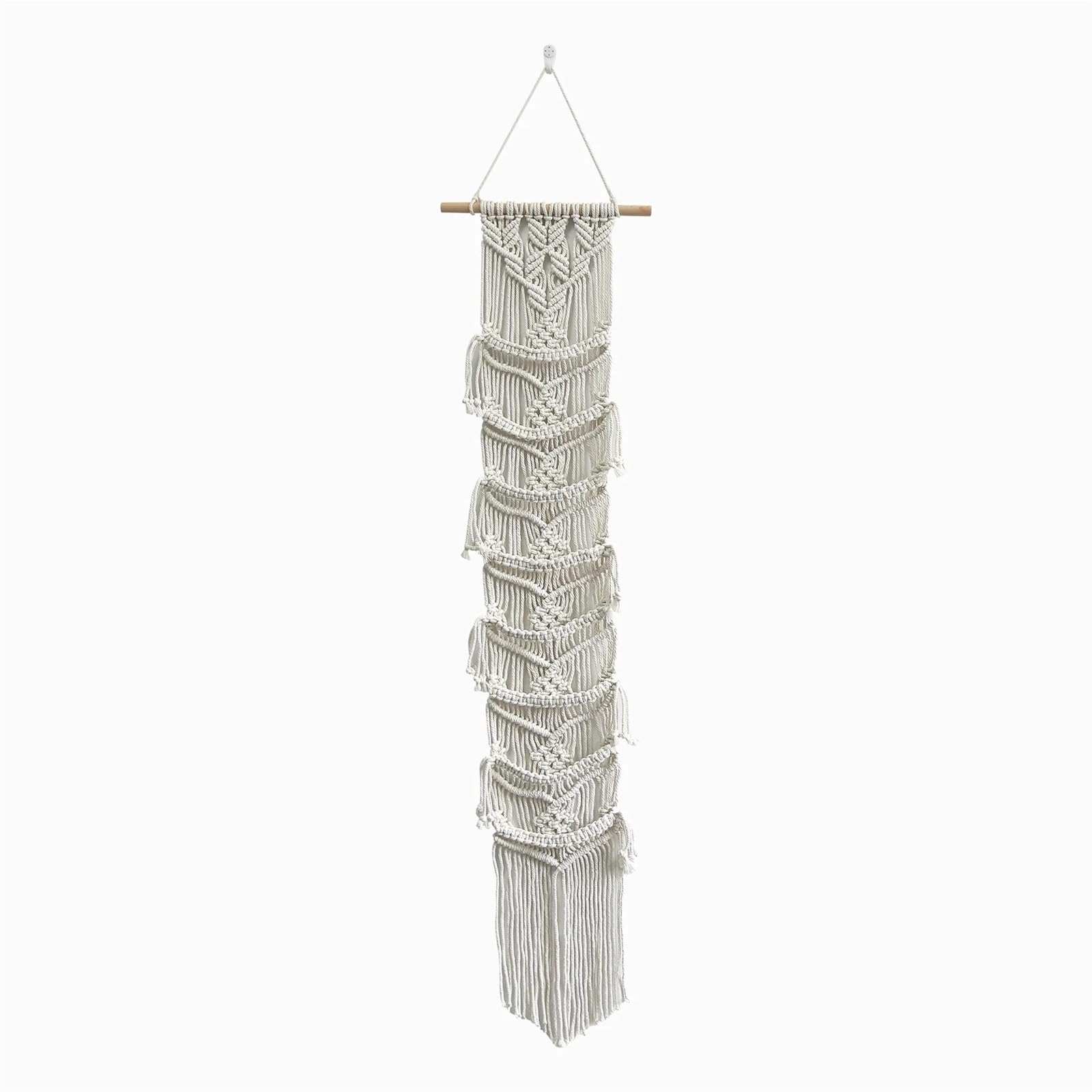 Makramee handgewebte Baumwollseil Wandteppich Home Decor weiß Wandbehang Dekoration Kunst Für die Dekoration von Wänden(130cm)