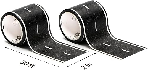 Miniatura 2 de PlayTape Cinta de carretera para autos de juguete, se adhiere a superficies planas, sin residuos paquete de 2 unidades de 30 pies x 2 pulgadas,
