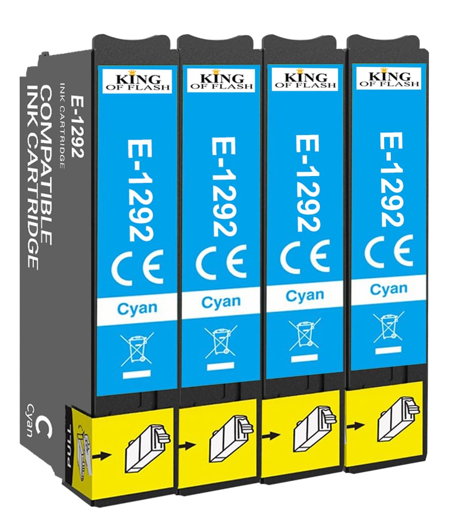 KING OF FLASH T1292 Multipack Ink Cartridges Replacement for T1292 Compatible for Epson SX435W SX235W WF-3520 WF-3540 WF-7515 WF-7525, Epson SX425W SX445W SX535WD SX535WD BX305FW