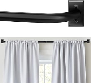 Blackout Curtain Rod, Adjustable Extra Long Curtain Rod for Windows 66 to 152 Inches(5.5-12.7Ft), Wrap Around Heavy Duty Curtain Rods, Room Darkening French Return Rod, Matte Black