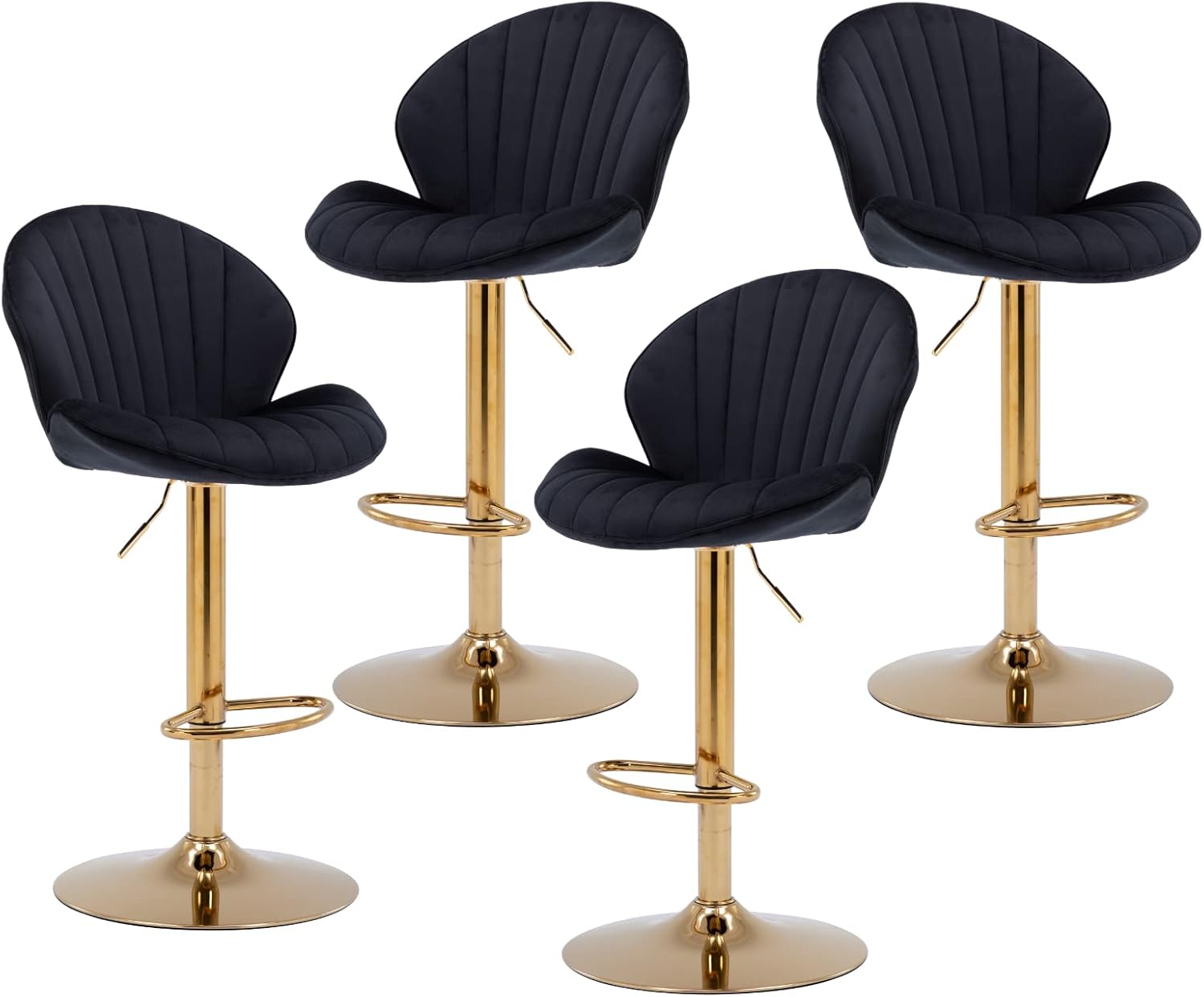 CIMOTA Black and Gold Bar Stools Set of 4 Adjustable Height