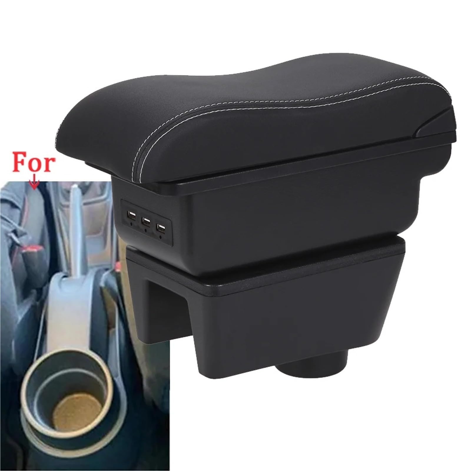 Armsteun Richter Bush Pasuje Do Seat Ibiza 6j Ibiza 6L Podłokietnik Box Podłokietnik Samochodowy Auto Storage Box Części Do Modernizacji Akcesoria Samochodowe Wnętrza Ramię(B3 Black white 3USB)