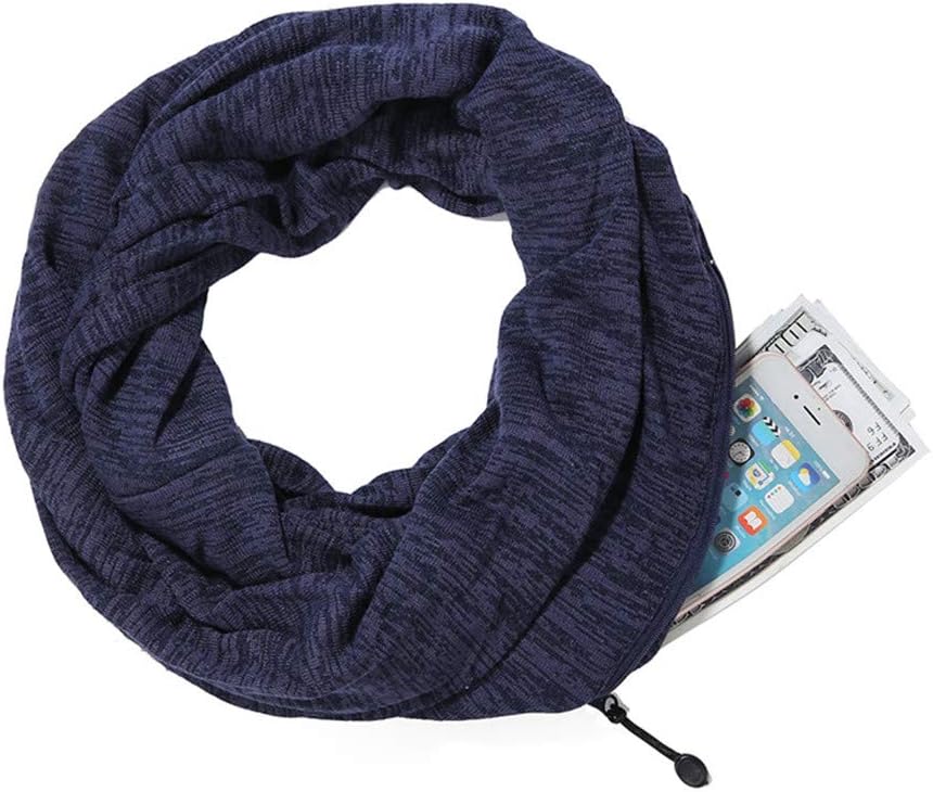 Ulalaza Infinity Scarf with Hidden Zipper Pocket Lightweight Travel Wrap for Women Girls