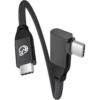 USB C to USB C Cable Short 20 cm Angle USBC 3.2 Gen2 x 2 20Gbps Data Cable Angled 90 Degree 100 W PD Fast Charging Cable Type C Charging Cable 4K @ 60Hz Video Cable for iPhone 16/15 Galaxy S25 S24 MacBook