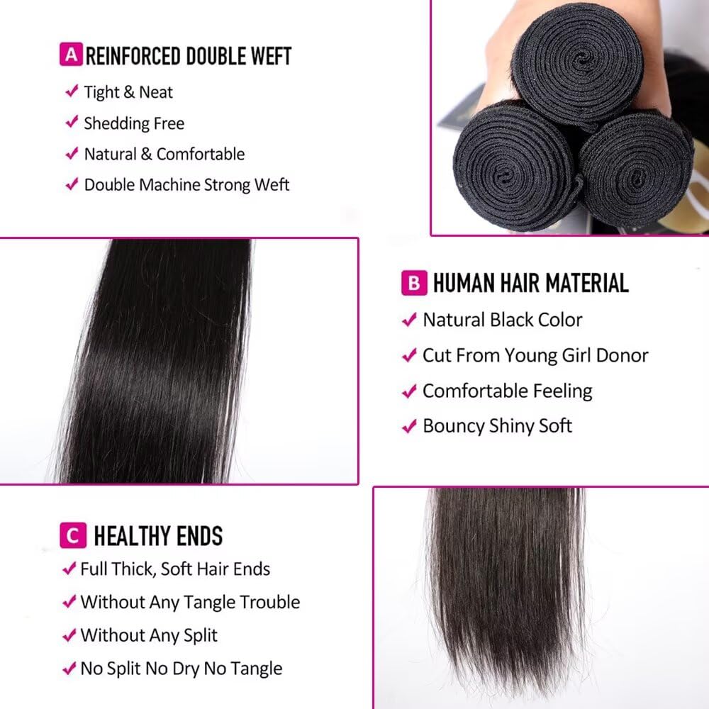 PERISMODA 12A Brazilian Human Hair Bundle Straight Wave 22 inch 1Bundle Virgin Raw Hair Bundles Straight Bundles Human Hair Extension(100grams/1bundle) - Image 3