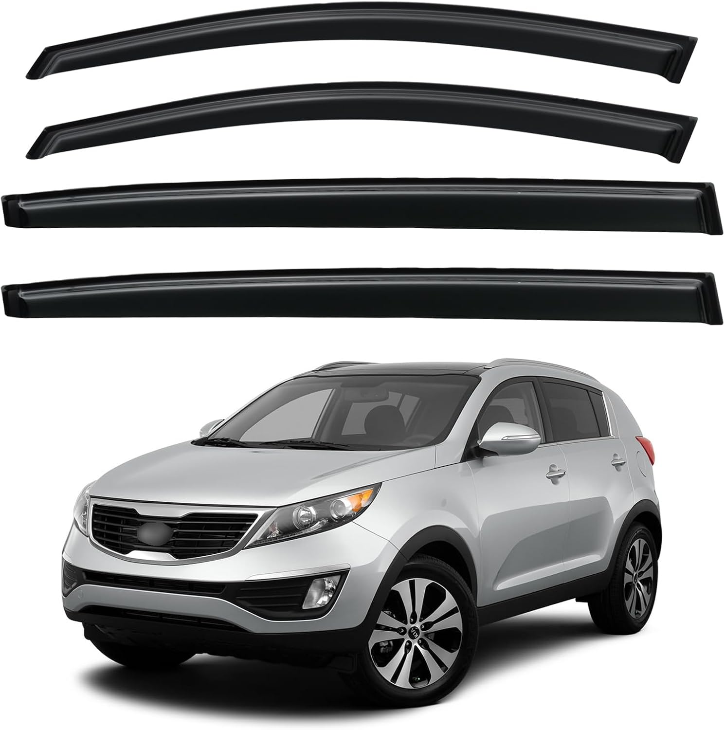 Window Visors Rain Guards for 2011-2016 Kia Sportage, Out-Channel Window Vent Wind Deflectors Visors Shades for 11-16 Sportage