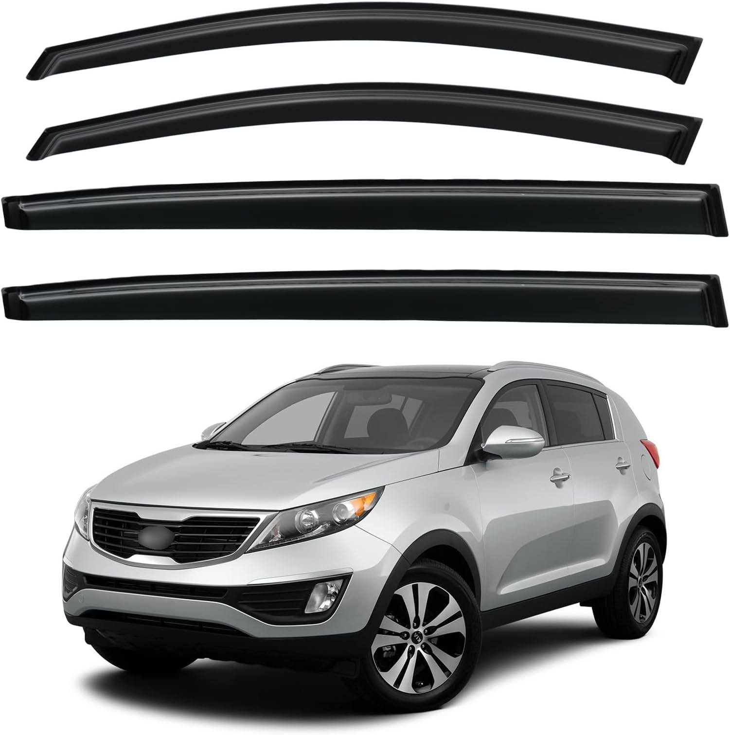 Window Visors Rain Guards for 2011-2016 Kia Sportage, Out-Channel Window Vent Wind Deflectors Visors Shades for 11-16 Sportage