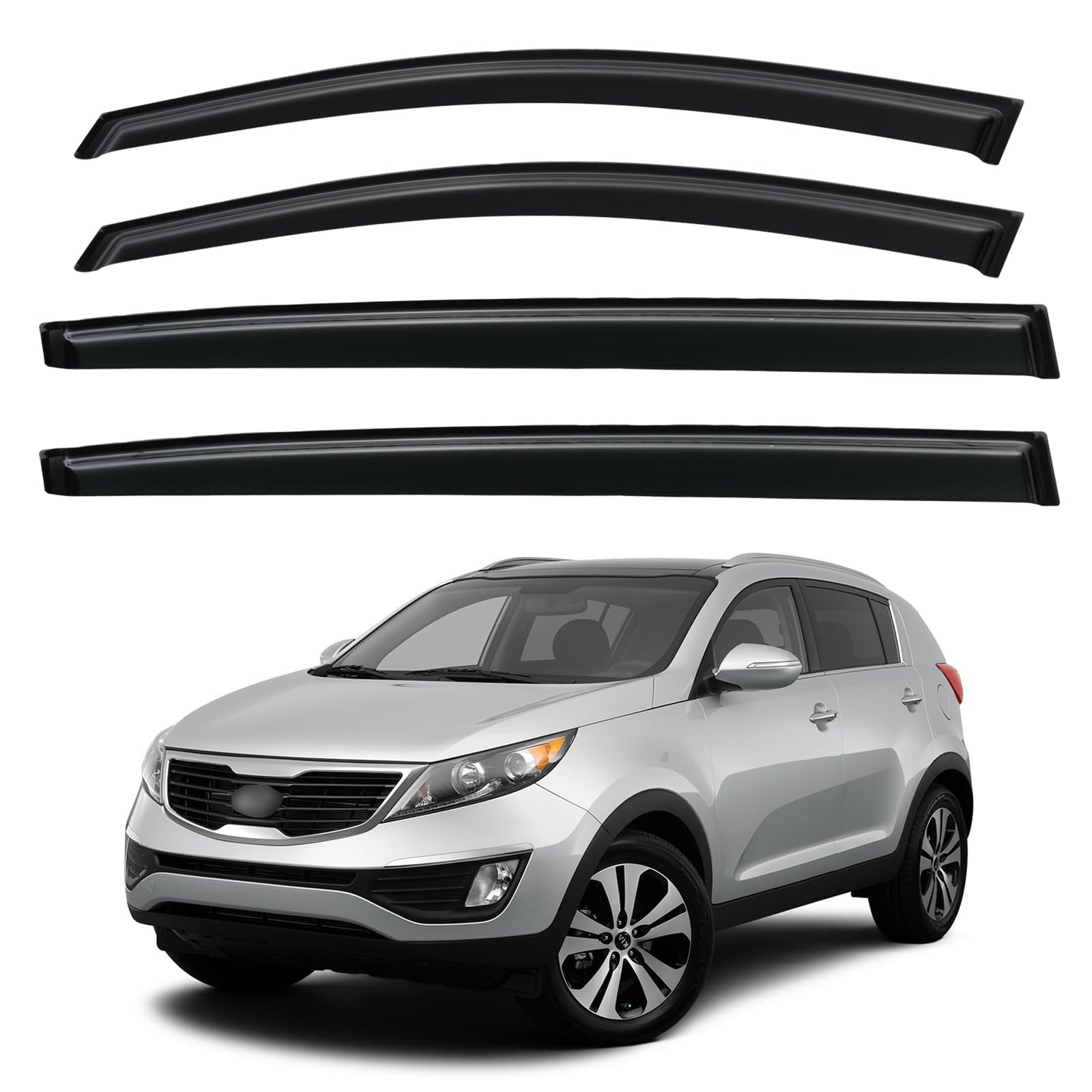 Window Visors Rain Guards for 2011-2016 Kia Sportage, Out-Channel Window Vent Wind Deflectors Visors Shades for 11-16 Sportage