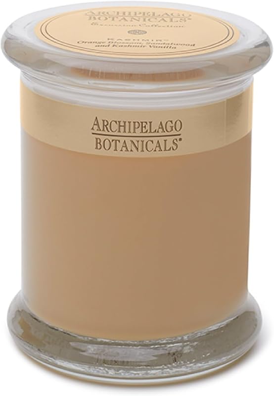 Archipelago Botanicals Kashmir Glass Jar Candle, 8.6 oz | Kashmir Vanilla, Orange Blossom and Sandalwood Scent, Lead-Free Candle Wicks, Burns Approx. 60 Hours