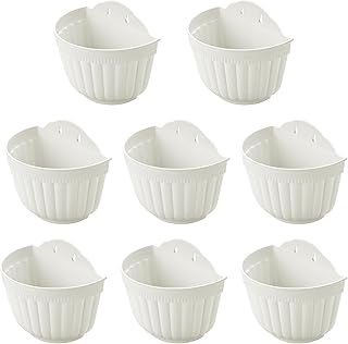 ORIMERC 8 Pack White Wall Hanging Planters Pots for Indoor Plants Wall P...