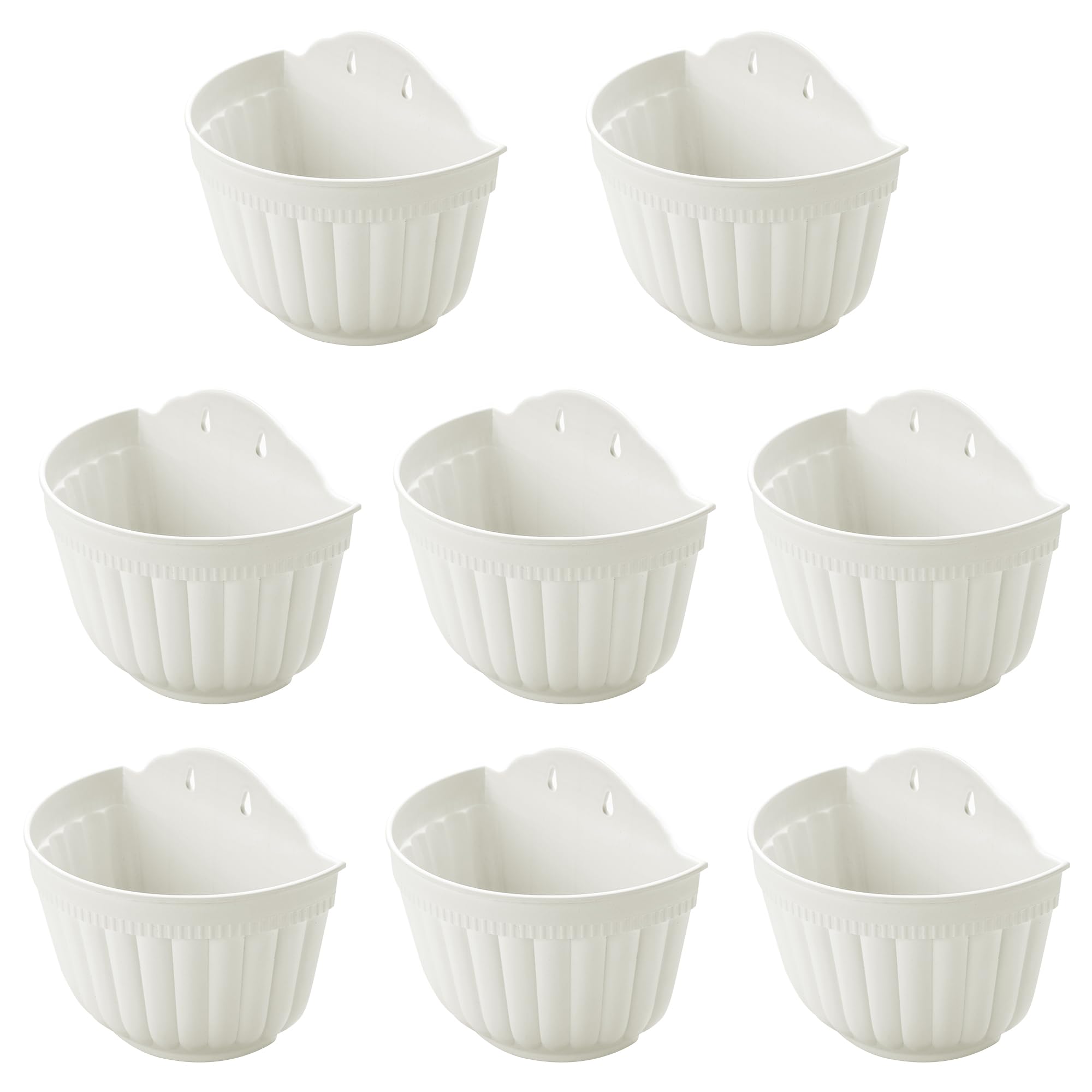 ORIMERC Maceteros de Pared clásicos Lote de 8 macetas para Colgar en la Pared, para Interiores y Exteriores, para Cocina, Hierbas, balcón, barandilla, Valla, Dormitorio, Enrejado, Color Blanco