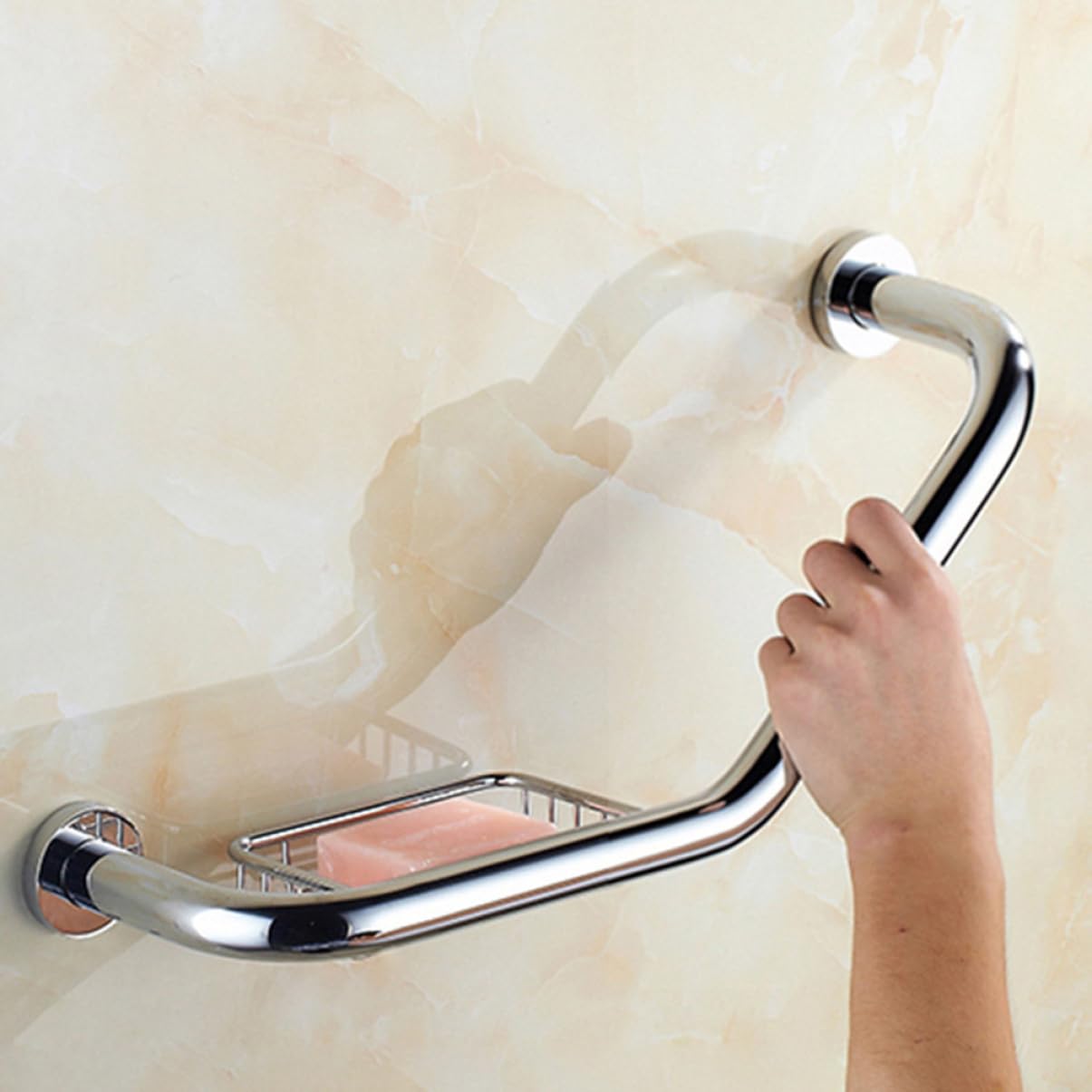Pasamanos de Baño de Acero Inoxidable, Barra de Seguridad | Soporte Pasamanos Plata, Asidero Baño para Pasillo y Baño, Apoyo Firme 300kg