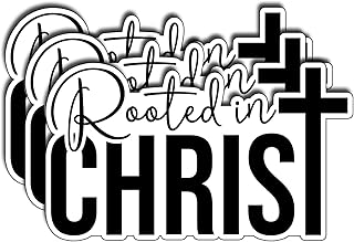 (3Pcs) Rooted in Christ Christian Faith Sticker Inspirational Bible Verse Quote Vinyl Waterproof Decal for Laptop Tumbler Journal Spiritual Gift for Women Men Teens Believers Size 1.8" x 3"