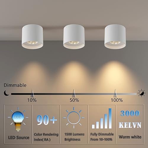 Vista 15 de Lámpara de techo, luces de techo de montaje empotrado, LED regulable, luz de techo cilíndrica para sala de estar, pasillo, cocina, comedor, negro