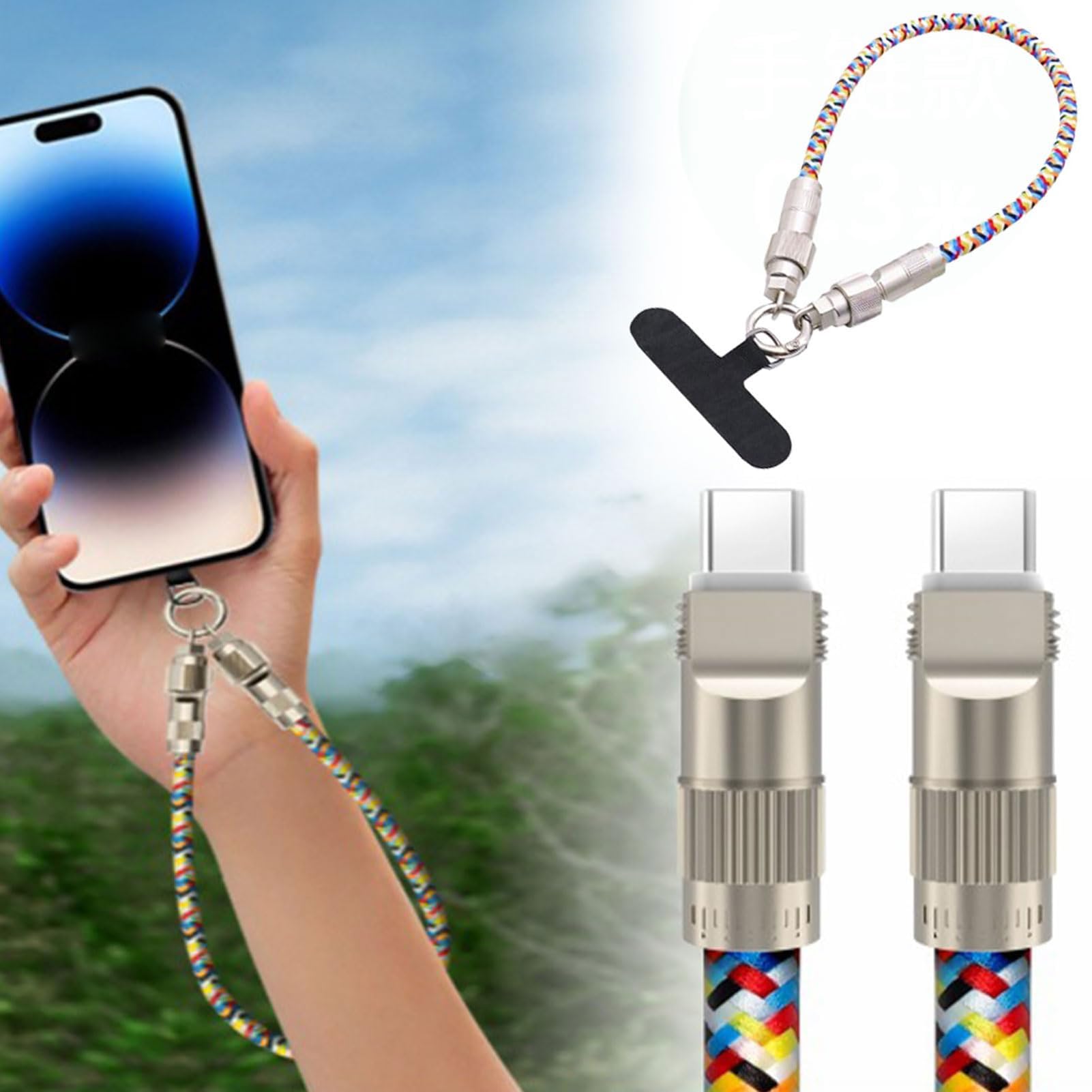 Nexusectar Verlässliche Aufbewahrung Handyladekabel Hochgeschwindigkeit 60W - Reißfeste Qualität Ladekabel 60W,Handy Handgelenk Schlaufe