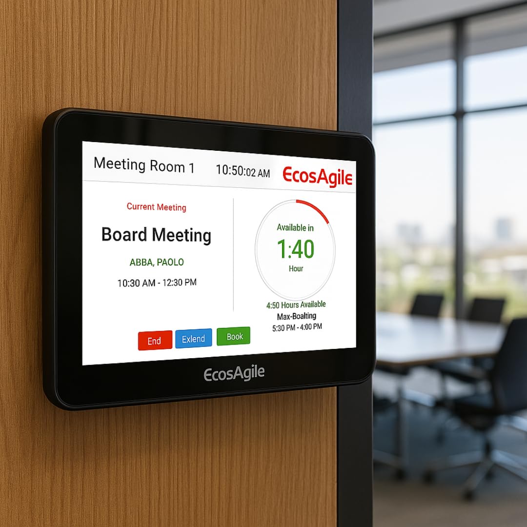 Room Display prenotazione sale riunioni da 8 pollici - Prenotazione meeting e gestione spazi coworking in azienda - WI-FI, POE e SIM DATI 4G LTE