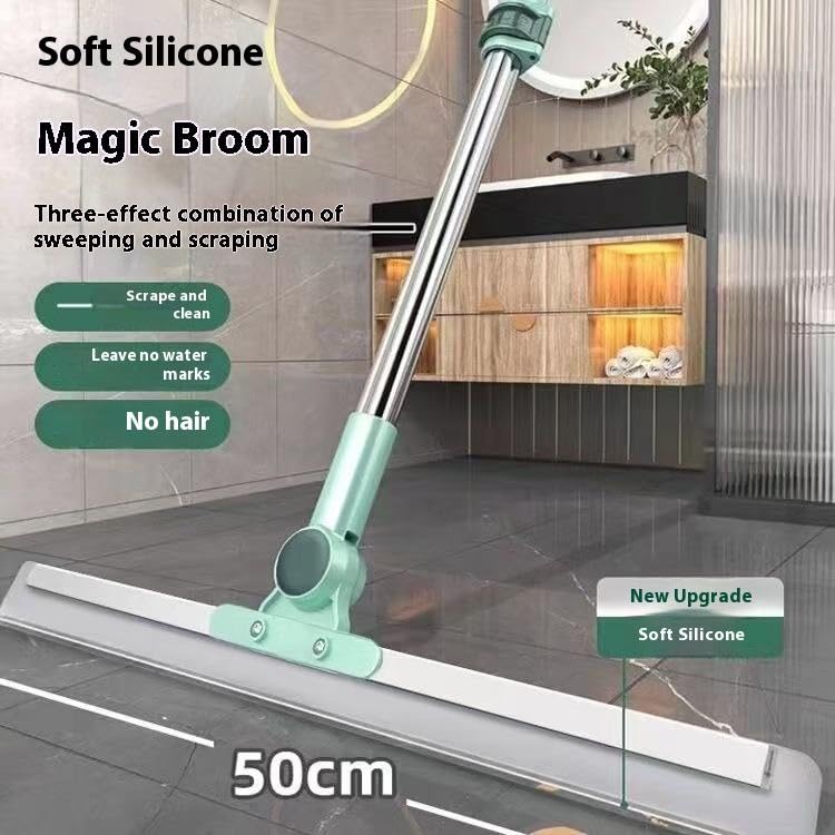 Image of 50 CM Magic Broom Silicone Floor Wiper with Extendable Handle, 180 Rotating Squeegee for Floor, Tile, Marble, Glass & Window Cleaning, Heavy Duty Silicone Blade for Bathroom & Home