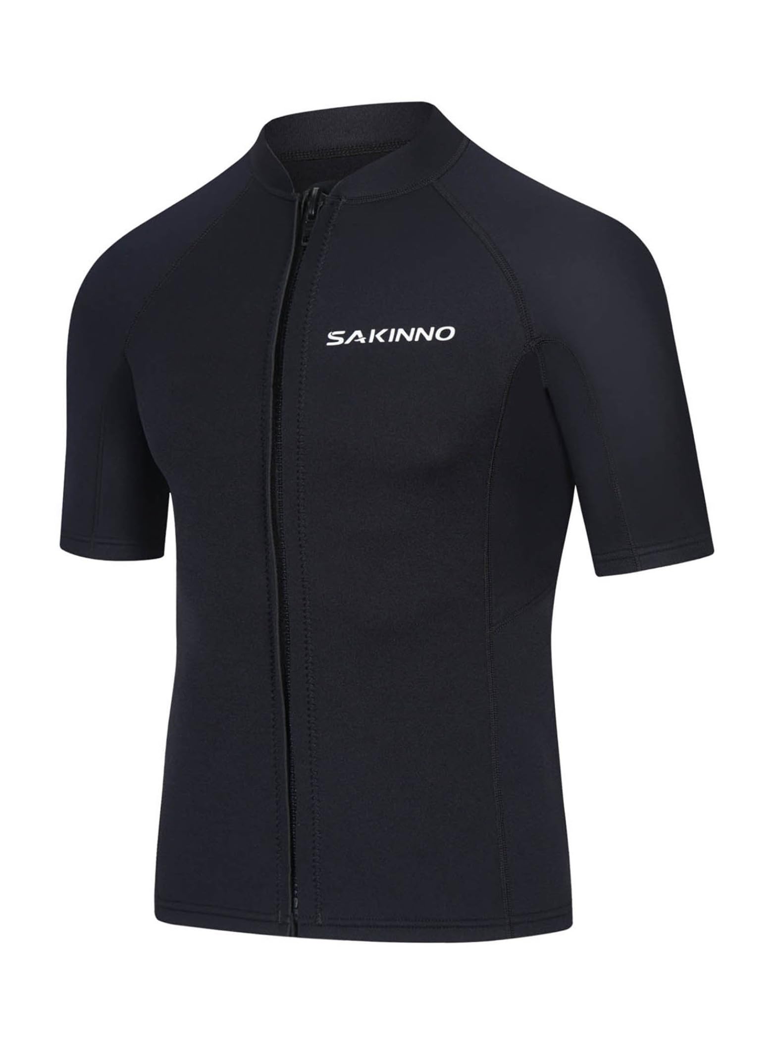 Giacca muta da uomo 2 mm in neoprene Top manica corta giacca in neoprene con cerniera frontale per immersioni surf snorkeling nuoto