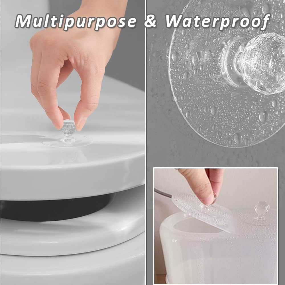 leuapl Clear Cabinet Drawer Knobs, Diamond Crystal Shaped Pulls Handles for Wardrobe,Kitchen Cupboard,Bathroom Dresser, Furniture Door Window, Self-Adhesive Drill Free Self-Stick Push Pull Helper (2)