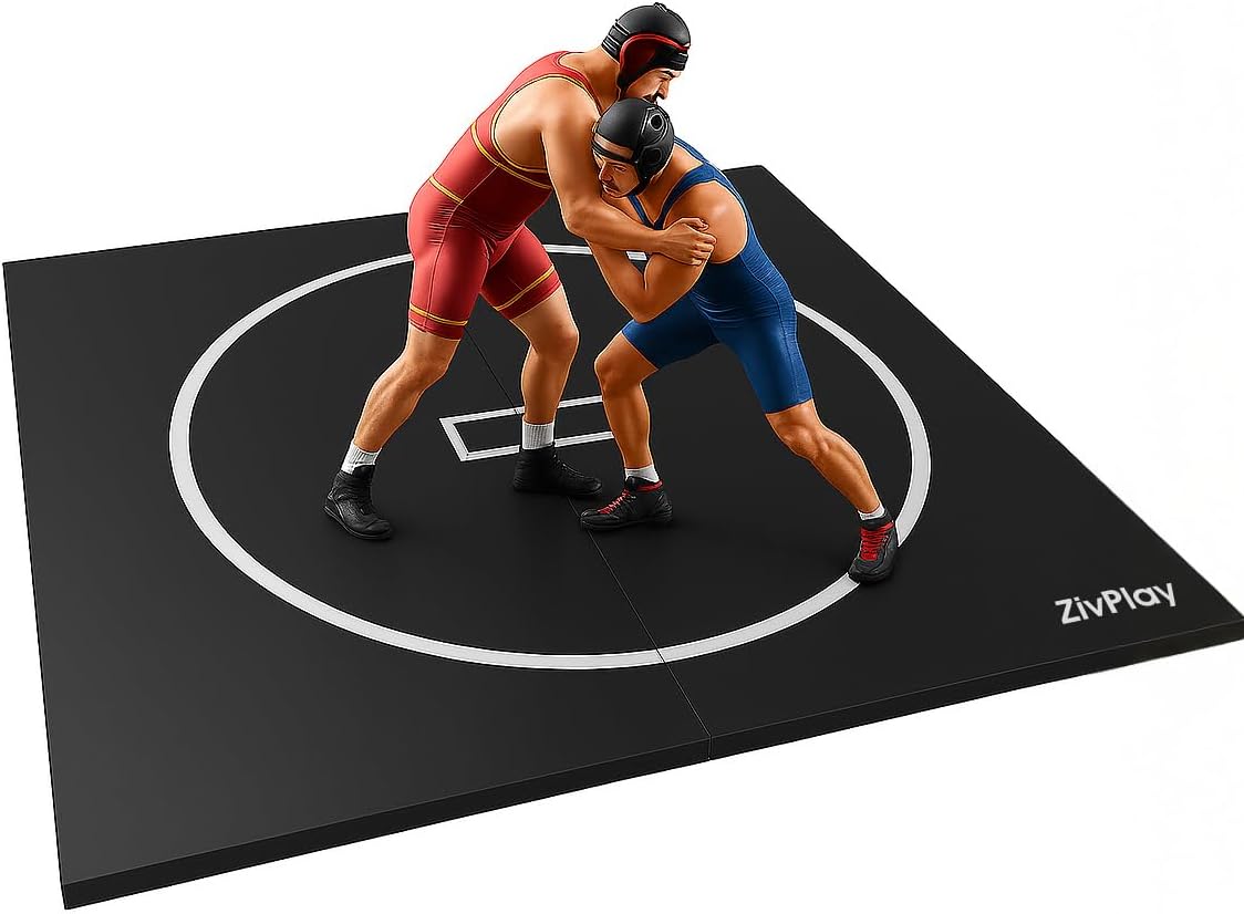 Wrestling Mat for Home 10x10 Feet MMA Mat to Practice BJJ Jiu Jitsu Judo Grappling Boxing Taekwondo with 3cm Foam Protection Antislip Waterproof Odor Control Foldable Mat Black Color