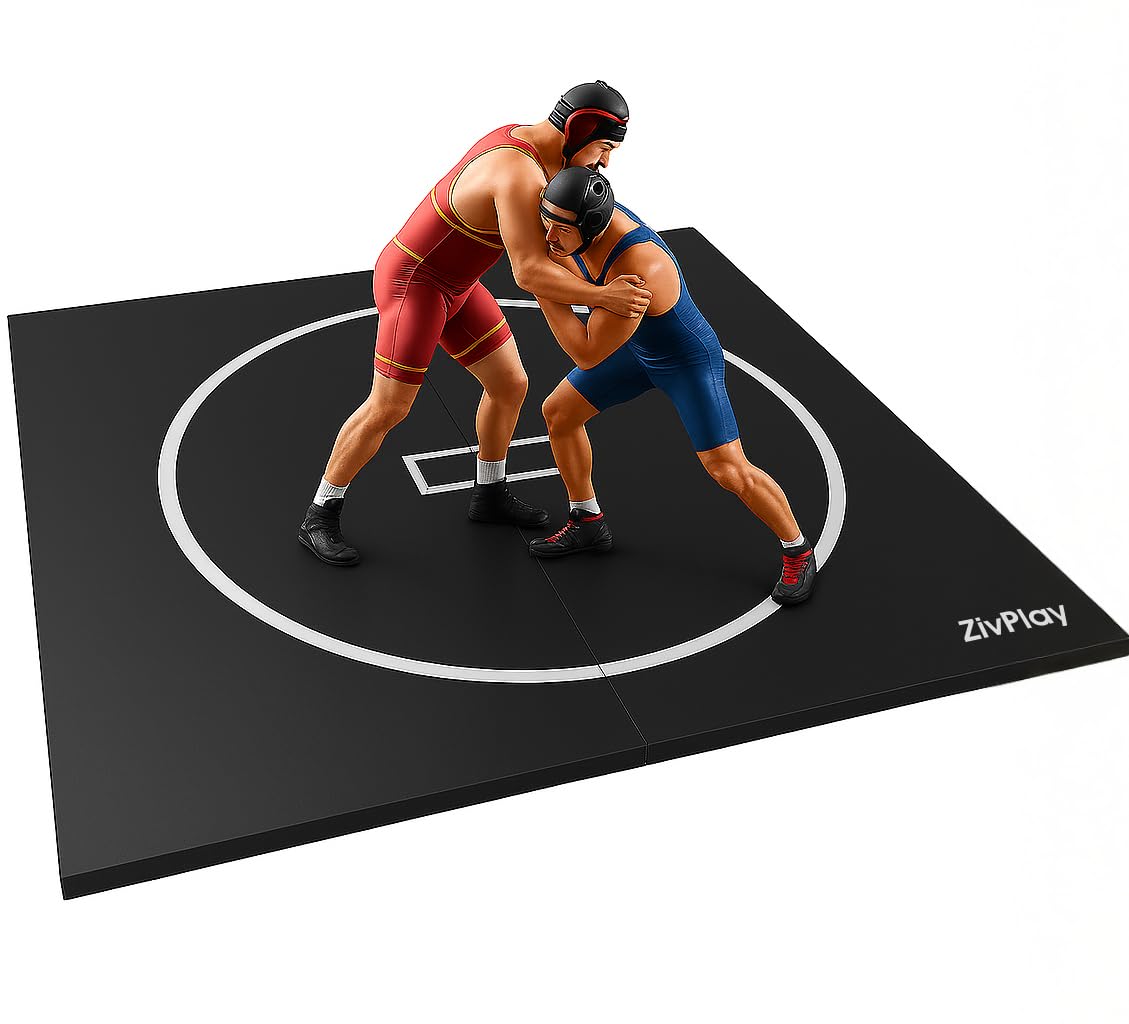 Wrestling Mat for Home 10x10 Feet MMA Mat to Practice BJJ Jiu Jitsu Judo Grappling Boxing Taekwondo with 3cm Foam Protection Antislip Waterproof Odor Control Foldable Mat Black Color
