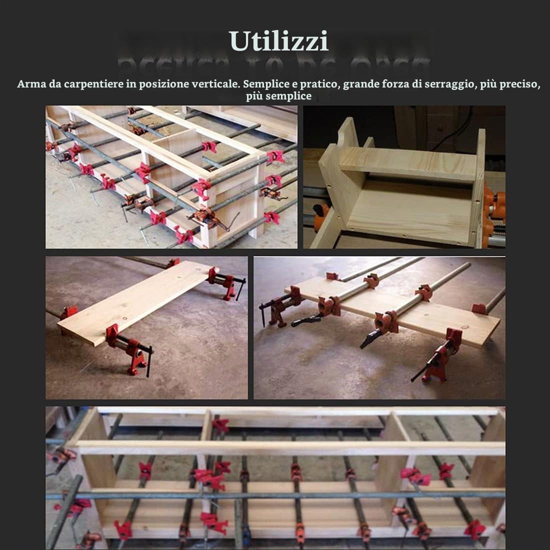 4 Pezzi Morsetto a tubo, 1/2 in Set di Pinze per Legno, H Stile Morsetti a Viti in Ghisa Robusta Falegname, Serra guarnizione Set di Morsa di Legno Stabilito di Lavoro, con Base Ampia