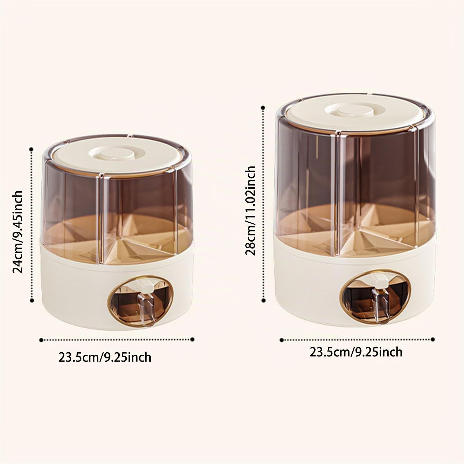 Conteneurs de stockage de céréales transparents avec tiroirs, seau à riz de cuisine à 6 grilles tournant à 360°, distributeur de riz à une touche, distributeur de nourriture sèche tournant pour le