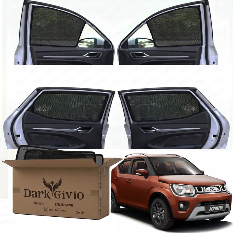 Image of Car Window Sun Shade Protector for IGNIS T 2 (Zeta) | Exact Fit Non-Magnetic Half Cut Sunshade (Set of 4 /6) | UV Blocker Side Window Car Curtains & Interior Accessory