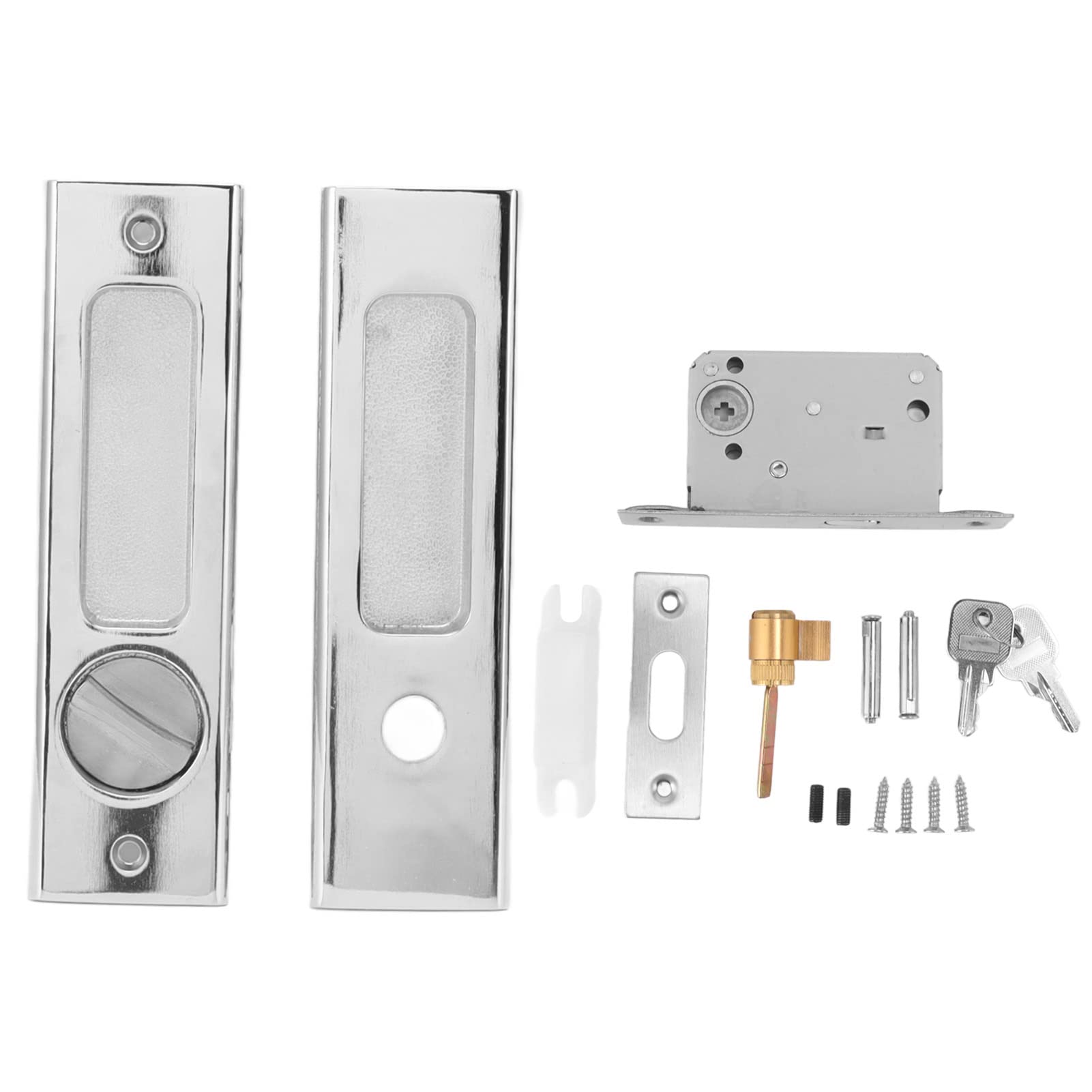 Invisible Recessed Handle Latch Zinc Alloy with Keys for Bathroom Balcony Pocket Door Sliding Barn Door - Image 2