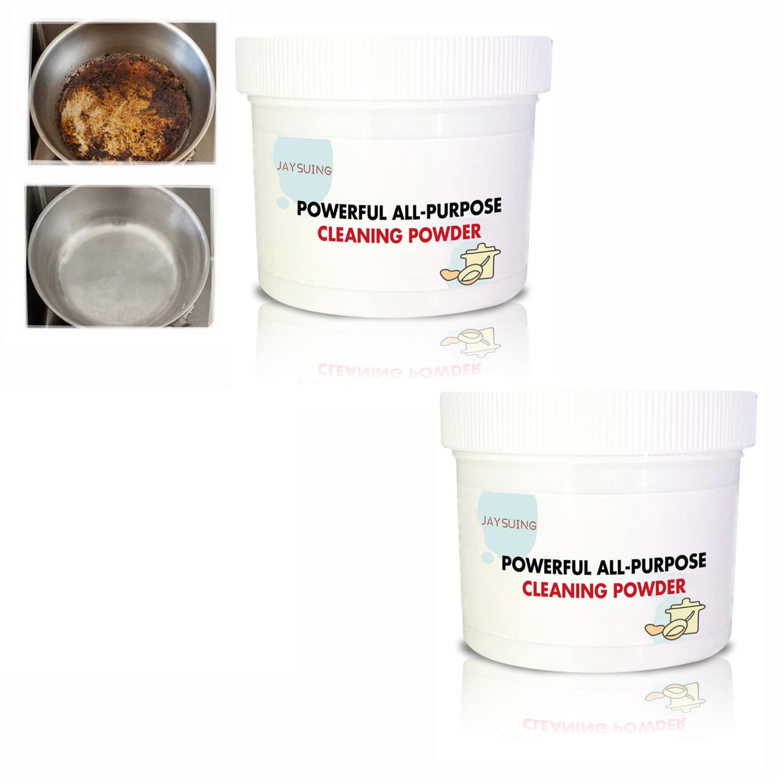 Powerful Kitchen All-purpose Powder Cleaner, Foam Rust Remover for Stubborn Grease & Grime, Oil Cleaning Powder for Home Kitchen (250+250g)