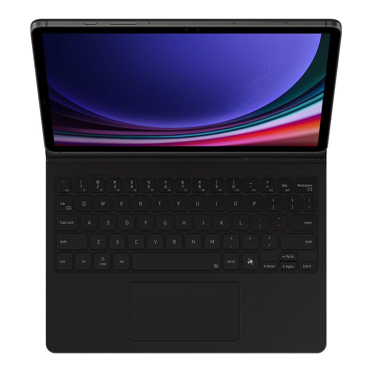 Samsung EF-DX815 - Custodia protettiva per Galaxy Tab S9+, tastiera QWERTZ, tasti funzione, connettore POGO, touchpad, scomparto S Pen e controllo gestuale, colore: Nero