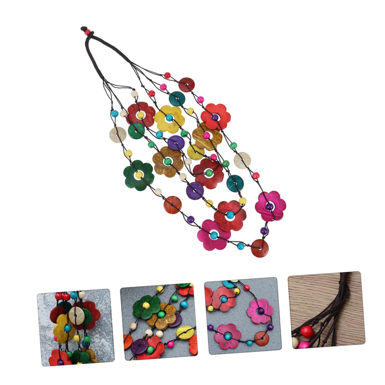 6pezzi Collana Etnica Bohemia Di Cocco Con Perle Colorati Per Occasioni Speciali e Festività