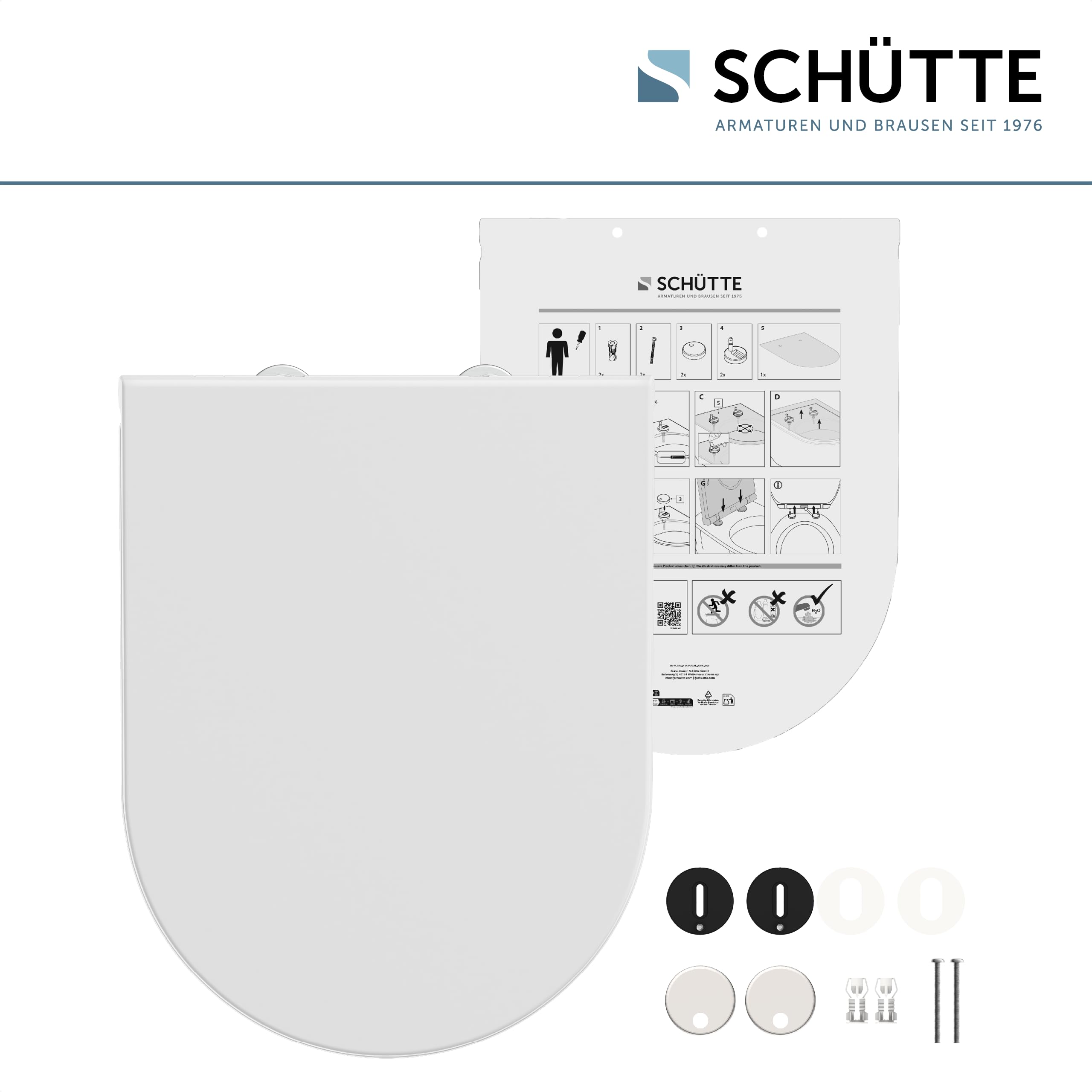 Sedile WC a forma di D con abbassamento automatico, certificato TÜV, coperchio rimovibile in materiale infrangibile, facile da montare con stencil di montaggio, coperchio WC e occhiali portata fino a