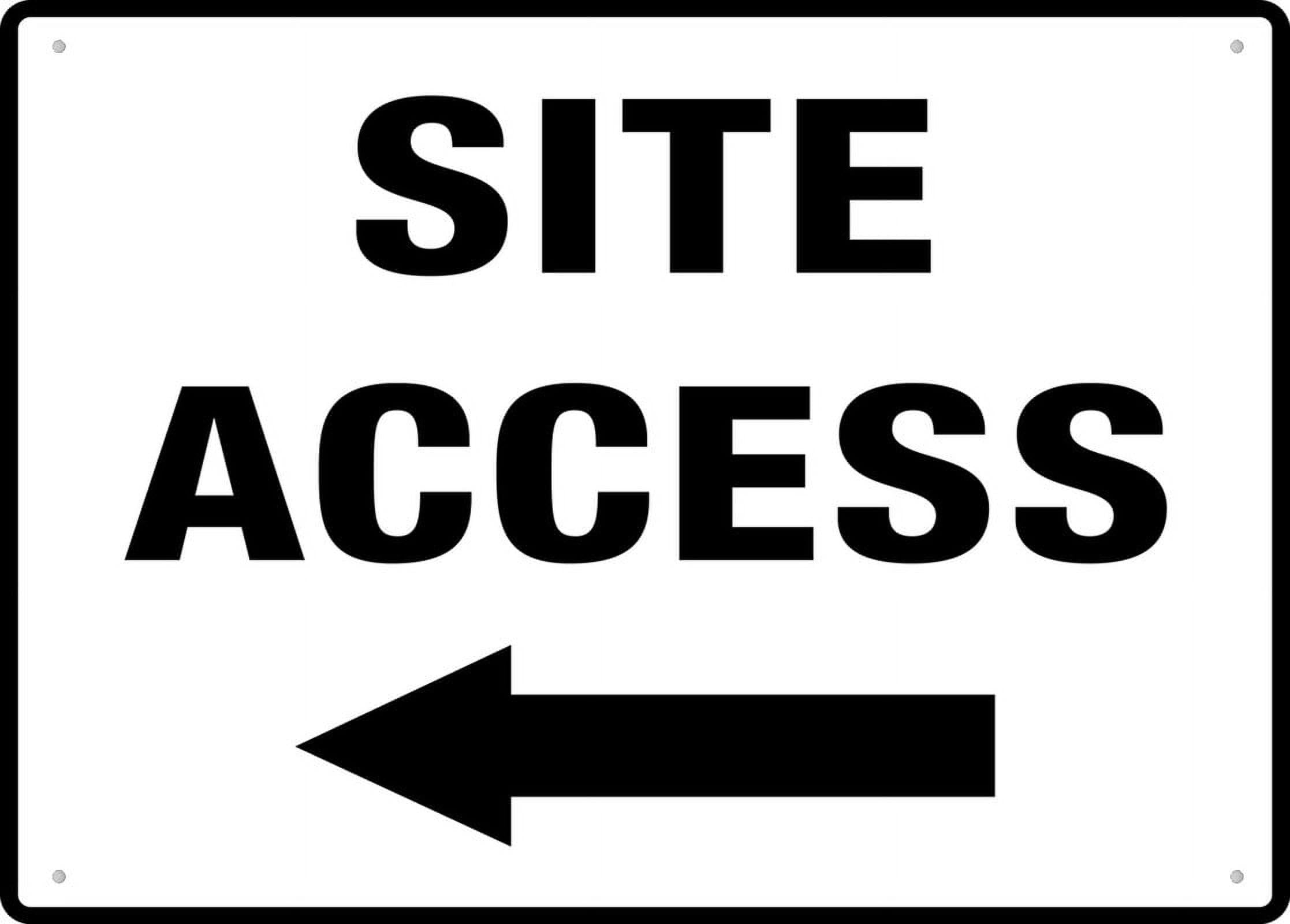 Site Access (Left Arrow) Sign - Rust-Free Aluminum 12x8 inch, UV-Ink Printed, Durable & Weatherproof Outdoor Use for Business