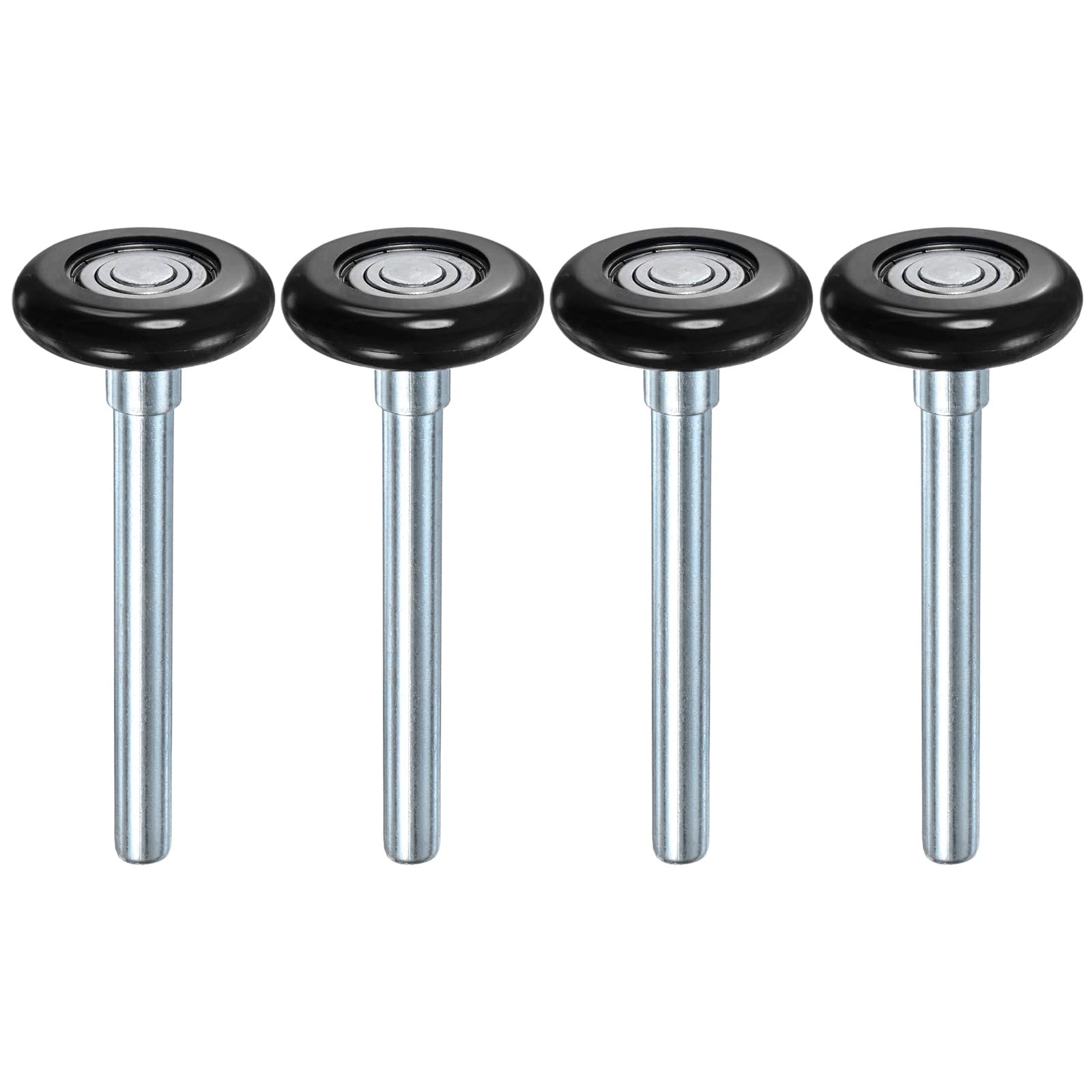 M METERXITY 4 Roulettes De Porte De Garage En Nylon, 1.8"/ 46mm Roues Silencieuses Pour Porte De Garage 4.72"/ 120mm Tige, Haute Charge 6200zz 8 Billes Roulement De Precision Scelle [Noir]