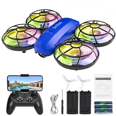 Swifsen Drones for Kids with Camera,Rc Drone Indoor Small Helicopter,Birthday Gifts for Boys and Girls Beginners Friendly,Mini Quadcopter Toy With 2 Batteries,Propeller Protect,Altitude Hold