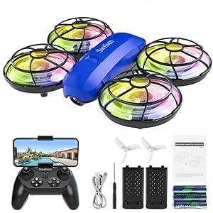 Drones for Kids with Camera,Rc Drone Indoor Small Helicopter,Birthday Gifts for Boys and Girls Beginners Friendly,Mini Quadcopter Toy With 2 Batteries,Propeller Protect,Altitude Hold