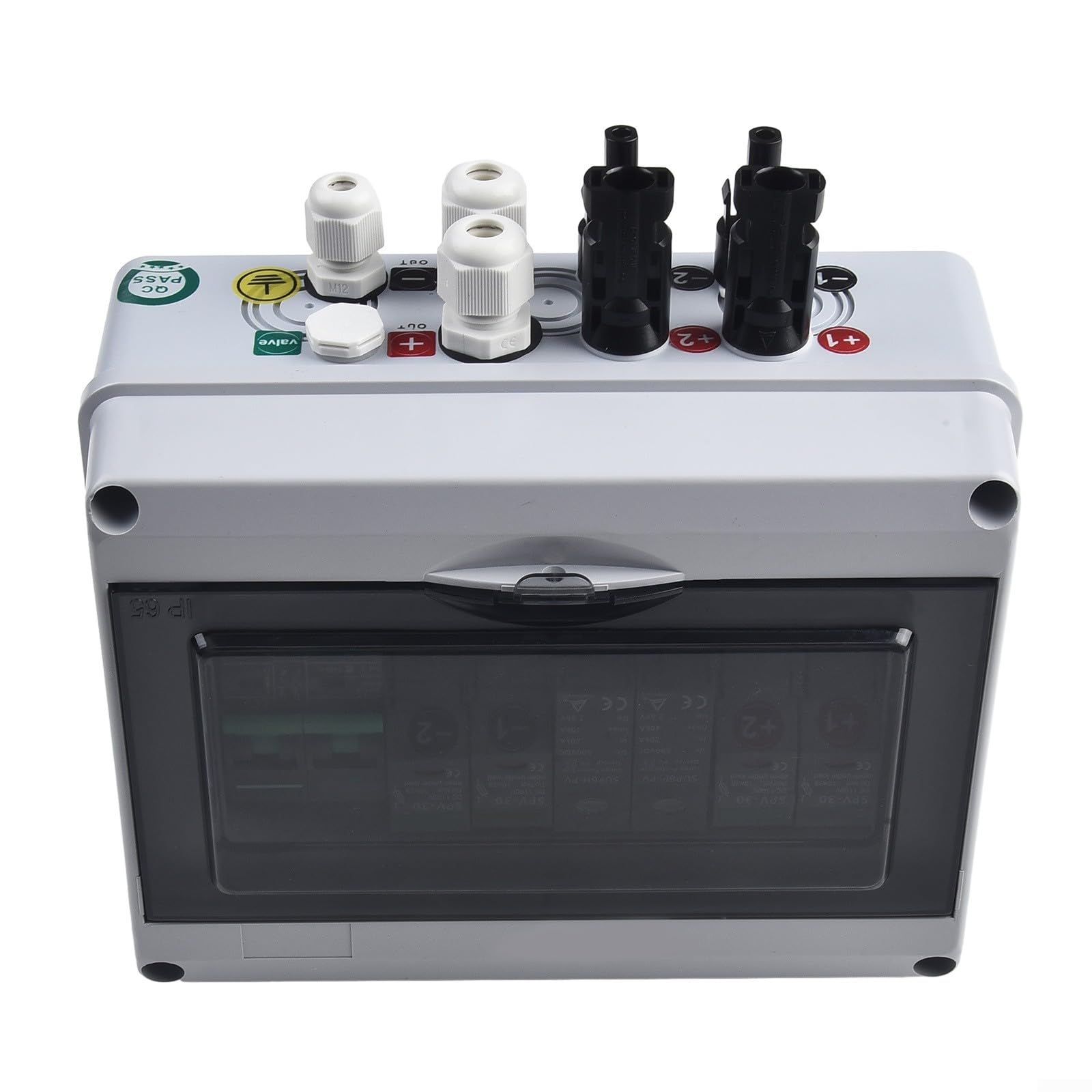 Scatola combinatrice fotovoltaica 2 in 1 out 550V con fusibile CC e MCB per uso esterno Protezione da sovratensione e sovraccarico per sistemi solari
