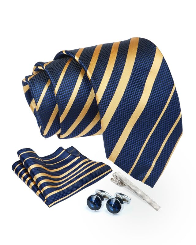 axlon Tie for Men – Micro Silk Neck Ties Set with Cufflinks Flower Pin, Pocket Square & Black Gift Box, Combo Necktie Sets for Office Wear, Formal Suits & Weddings (0, TPst7pn)-picture-26