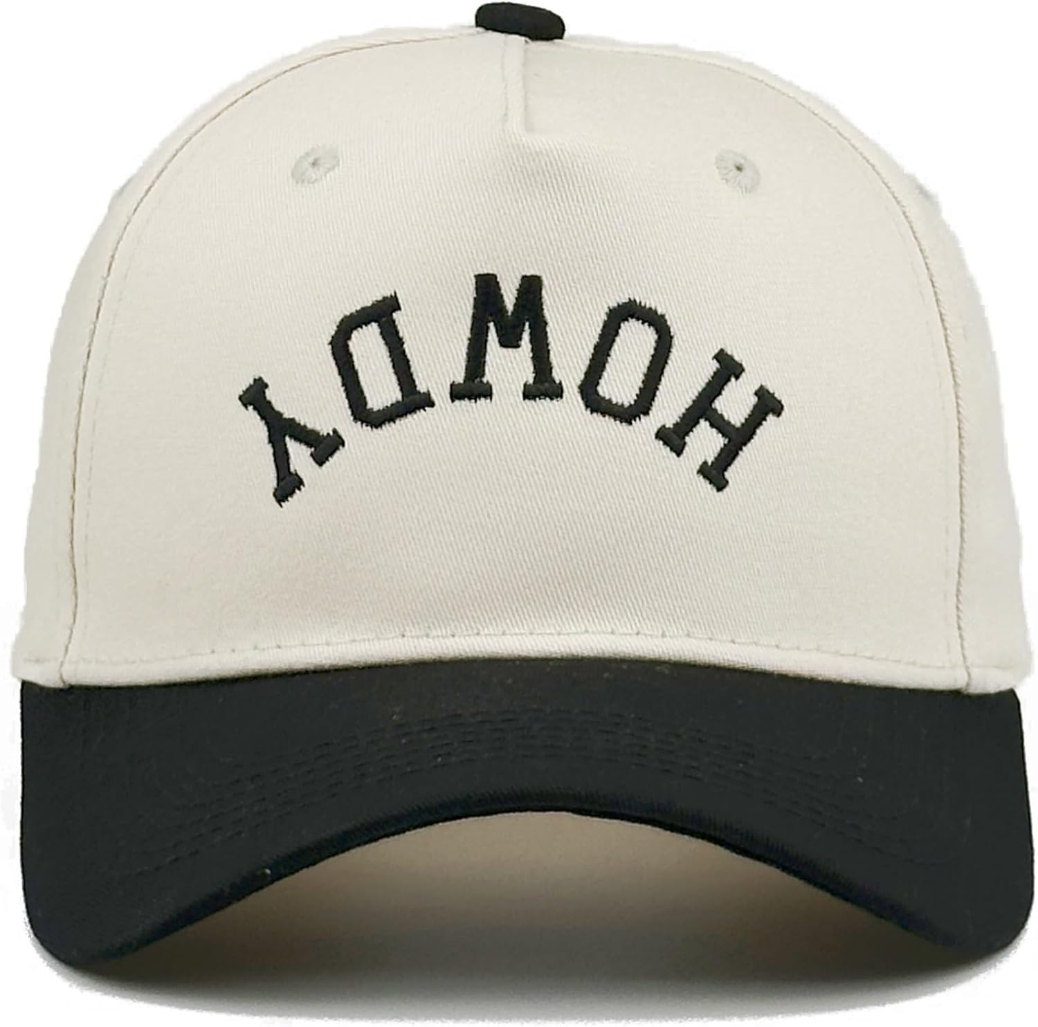 Two-Tone Cotton Baseball Cap with Embroidered Western Sayings - Adjustable Cowboy Style Hat for Men and Women