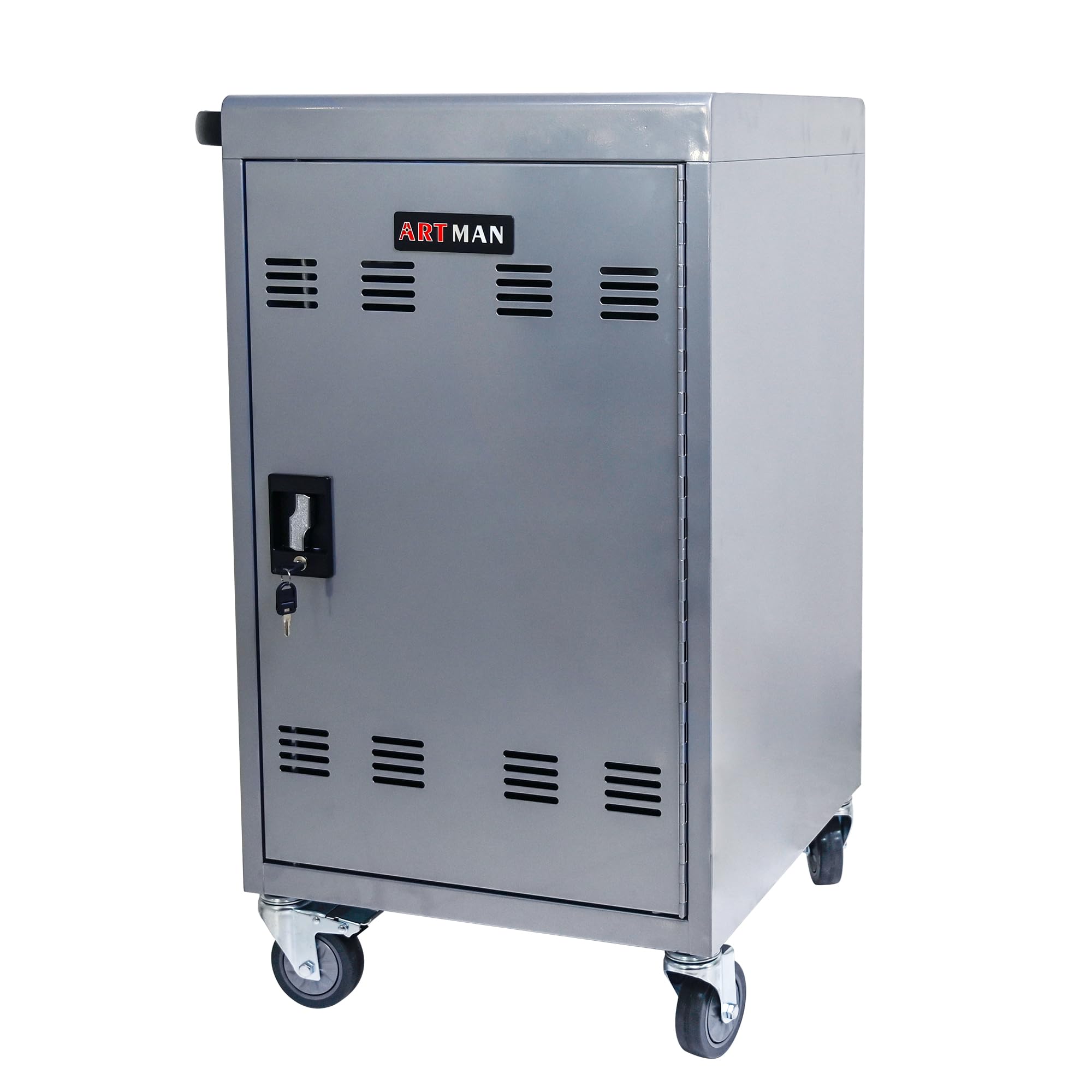 30+2 Bay Mobile School Charging Cart Station for Tablet,Laptop Computer,with Power Strip Included,Assembly Required,Silver