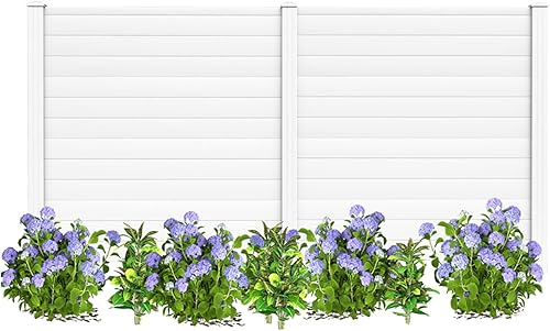 RELAX4LIFE Pantalla para valla de privacidad, paneles decorativos de PVC para valla de jardín con 3 estacas cuspidales, recinto de basura de 48