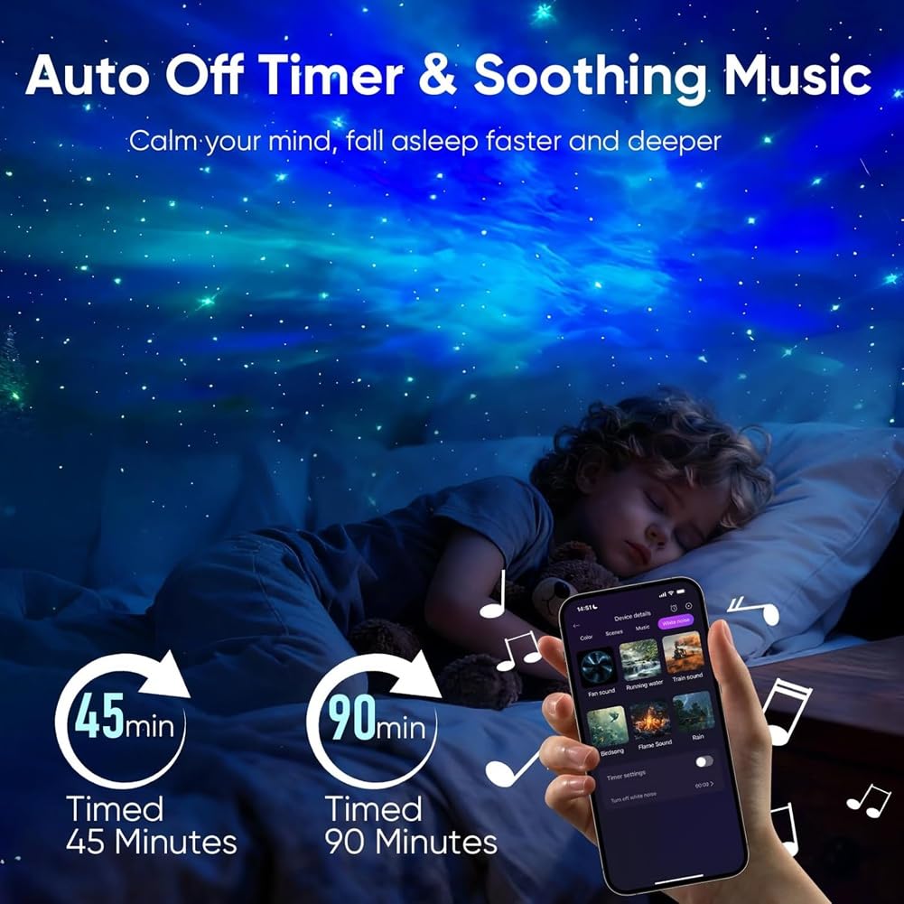 Astronaut Star Projector Light, Adults Kids Room Decor,with Timer, Remote & APP Control, White Noise